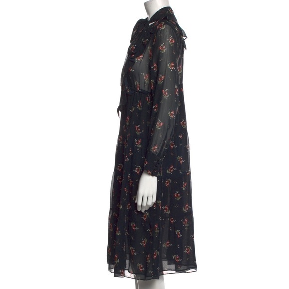 Masscob Floral Print Silk Ruffle Dress Whimsigoth Size XS - Picture 2 of 10